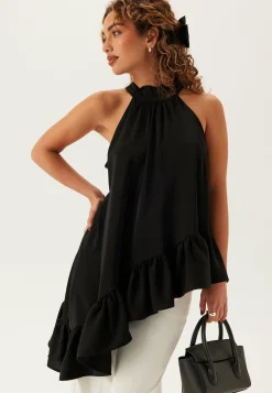 BUBBLEROOM Yksiväriset Puserot Ja Paidat|Hihattomat Puserot Ja Paidat*Asymmetric Halter Neck Blouse