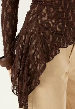 BUBBLEROOM Pitkähihaiset Topit|Pitsitopit*Asymmetric Lace Top