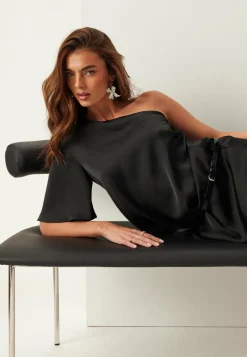 BUBBLEROOM Juhlasetit|Yksiväriset Puserot Ja Paidat*Asymmetric Satin Blouse