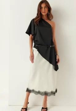 BUBBLEROOM Juhlasetit|Yksiväriset Puserot Ja Paidat*Asymmetric Satin Blouse