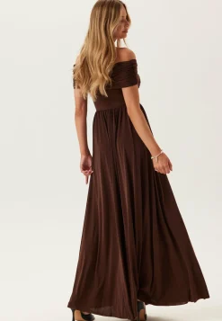 Goddiva Trikoomekot|Vanhojentanssimekot*Bardot Rouched Maxi Split Dress