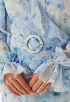 Bubbleroom Occasion Juhlamekot|Kukkakuosiset Ja Kuviolliset Mekot*Belted Chiffon Midi Dress