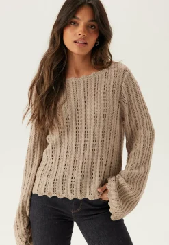 BUBBLEROOM Neuletopit|Neuletopit*Boat Neck Structure Knitted Sweater