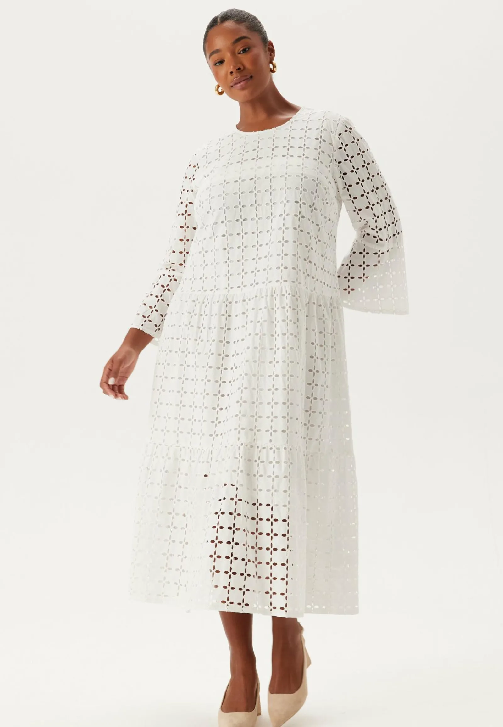 Happy Holly Kesämekot|Pitkähihaiset Mekot*Broderie Anglaise Round Neck Dress