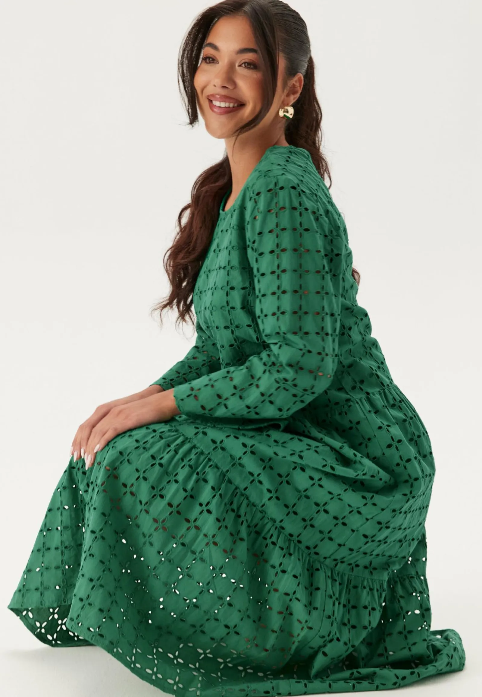 Happy Holly Kesämekot|Pitkähihaiset Mekot*Broderie Anglaise Round Neck Dress