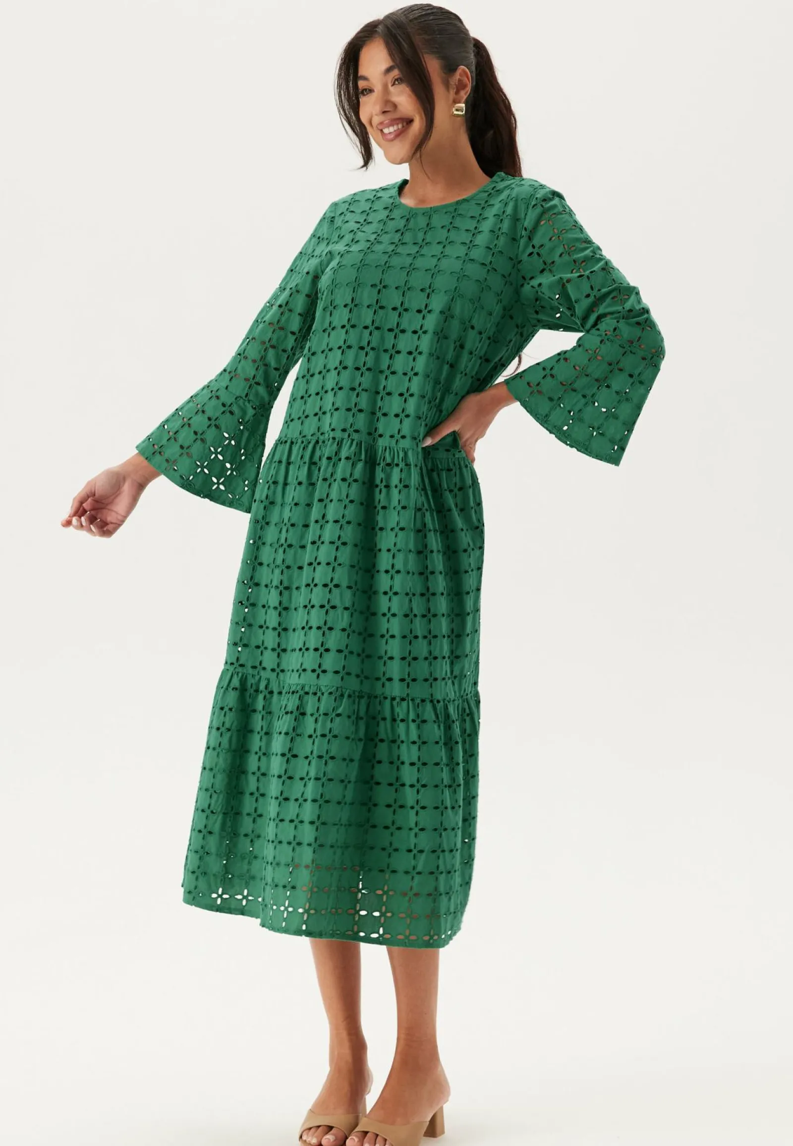 Happy Holly Kesämekot|Pitkähihaiset Mekot*Broderie Anglaise Round Neck Dress