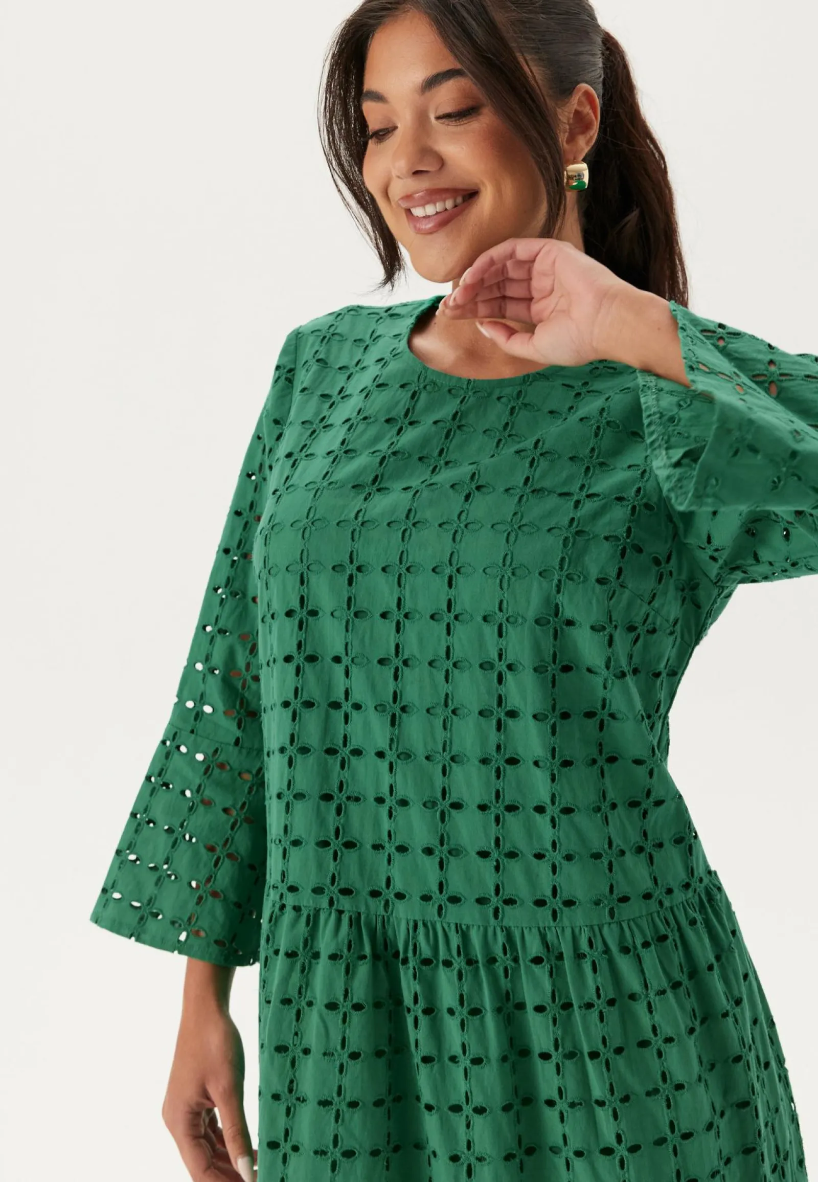 Happy Holly Kesämekot|Pitkähihaiset Mekot*Broderie Anglaise Round Neck Dress