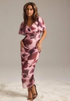 Bubbleroom Occasion Juhlamekot|Kukkakuosiset Ja Kuviolliset Mekot*Butterfly Sleeve Mesh Ankle Dress