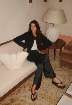 BUBBLEROOM Leveälahkeiset Housut|Keskivyötäröiset Housut*CC Viscose Satin Trousers