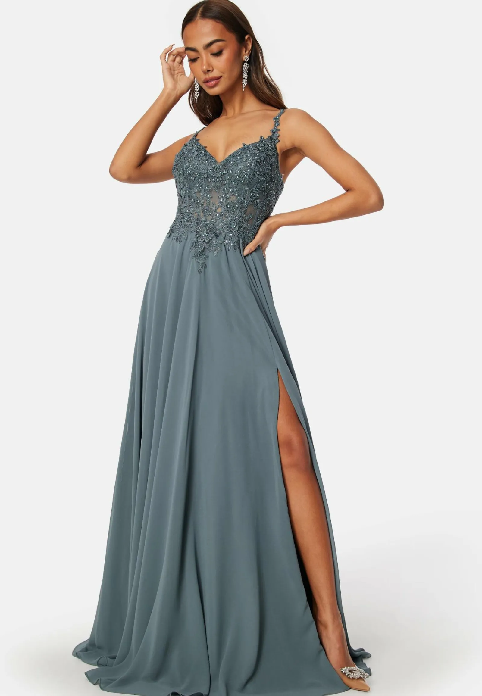 Christian Koehlert Paljettimekot|Vanhojentanssimekot*Chiffon Rhinestone Evening Dress