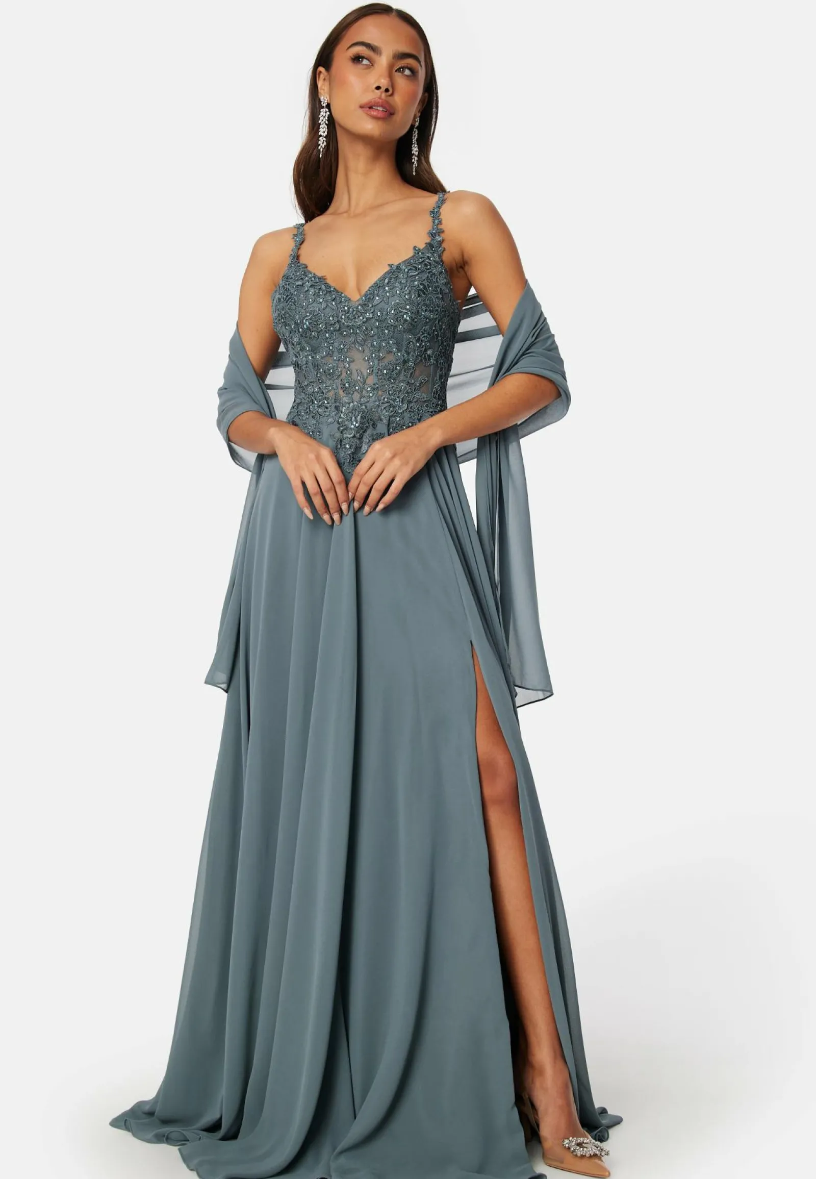 Christian Koehlert Paljettimekot|Vanhojentanssimekot*Chiffon Rhinestone Evening Dress