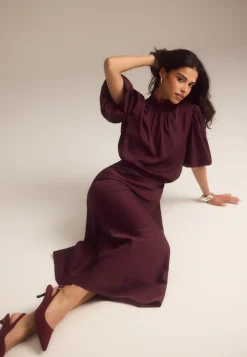 BUBBLEROOM Yksiväriset Puserot Ja Paidat|Tunikat Ja Puserot*Chimney Collar Puff Sleeve Blouse