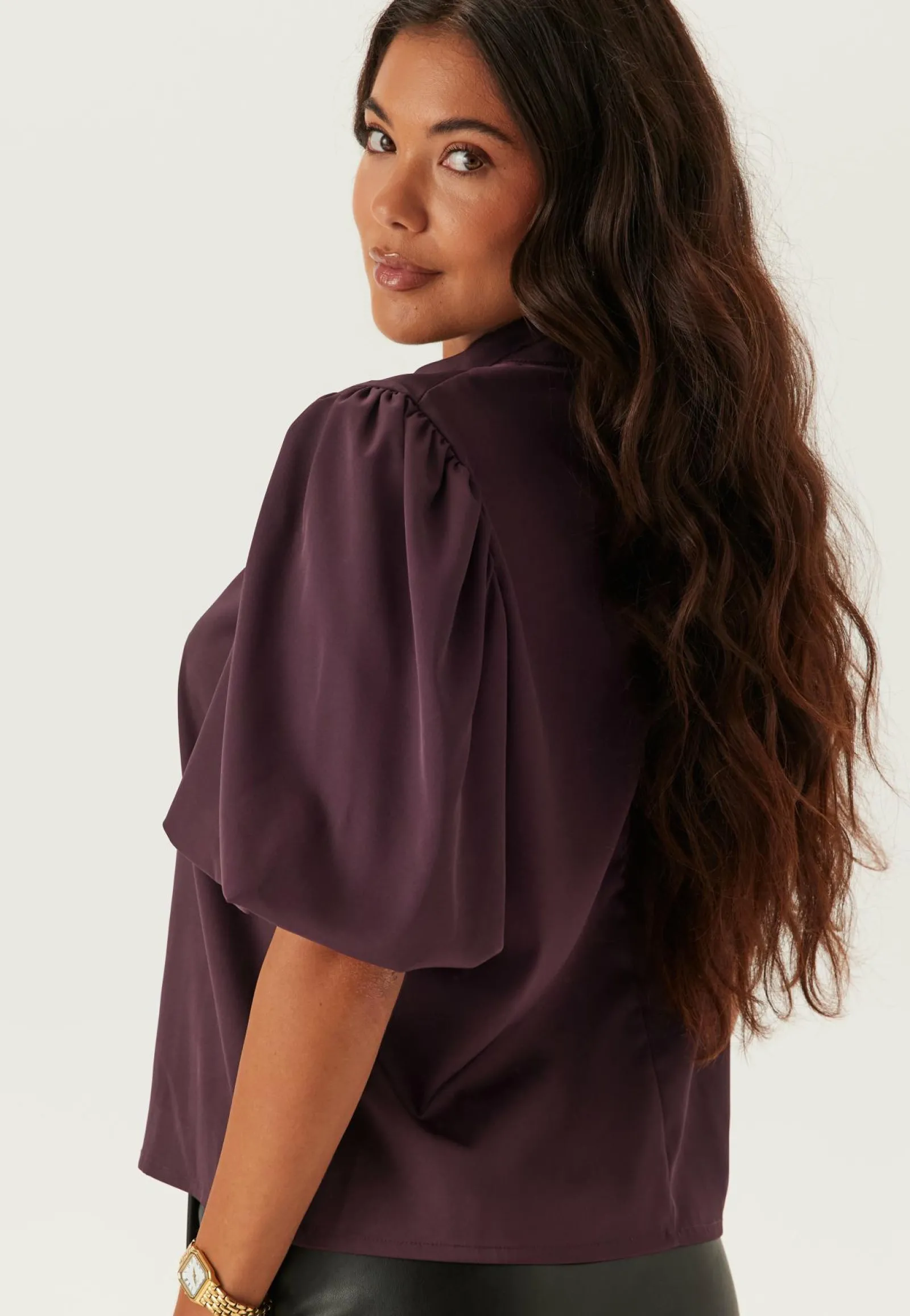 BUBBLEROOM Yksiväriset Puserot Ja Paidat|Tunikat Ja Puserot*Chimney Collar Puff Sleeve Blouse