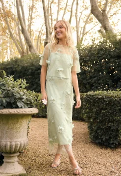 Bubbleroom Occasion Juhlasetit|Juhlameet*3D Floral Straight Ankle Skirt