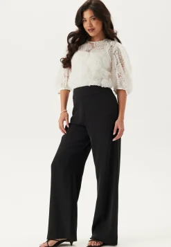 BUBBLEROOM Yksiväriset Puserot Ja Paidat|Tunikat Ja Puserot*3D Flower Puff Sleeve Blouse