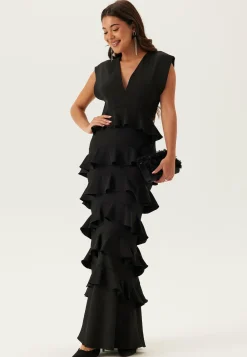 Bubbleroom Occasion Röyhelömekot|Morsiusneitomekot*Deep V-Neck Flounce Gown