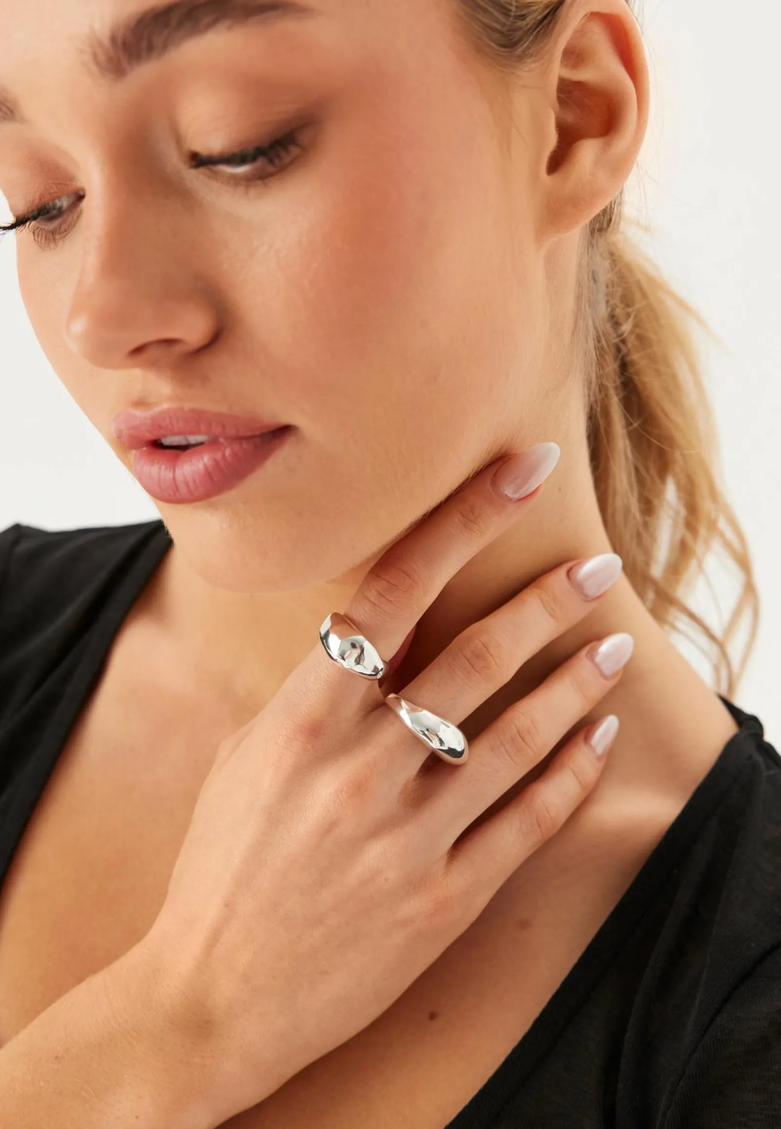 Pilgrim Sormukset*Dune Rings, 2-in-1 Set, Silver