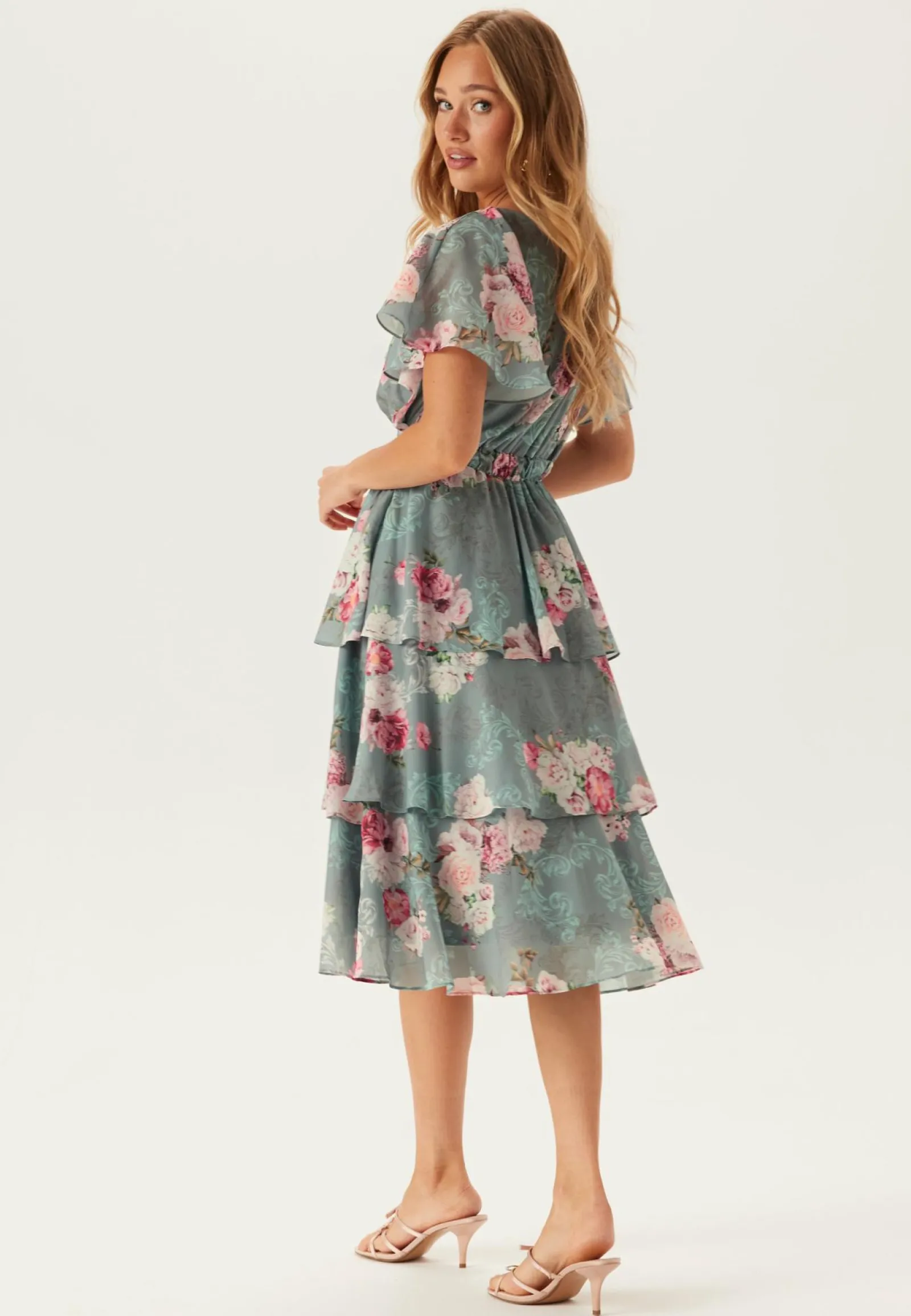 Goddiva Röyhelömekot|Kukkakuosiset Ja Kuviolliset Mekot*Floral Flutter Tiered Midi Dress