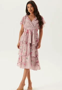 Goddiva Röyhelömekot|Kesämekot*Floral Flutter Tiered Midi Dress