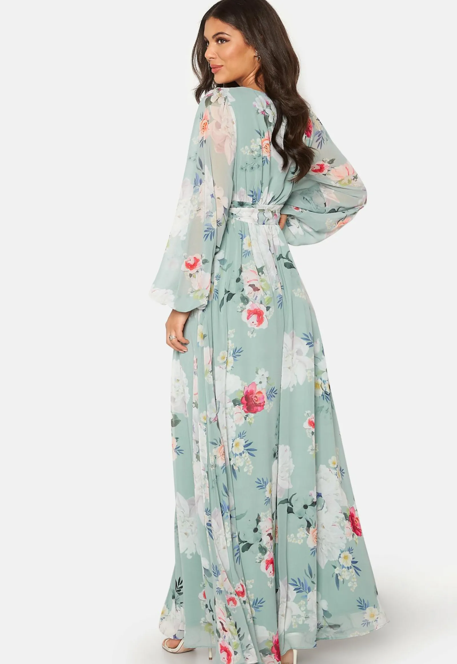 Goddiva Kukkakuosiset Ja Kuviolliset Mekot|Kesämekot*Floral Long Sleeve Chiffon Maxi Dress