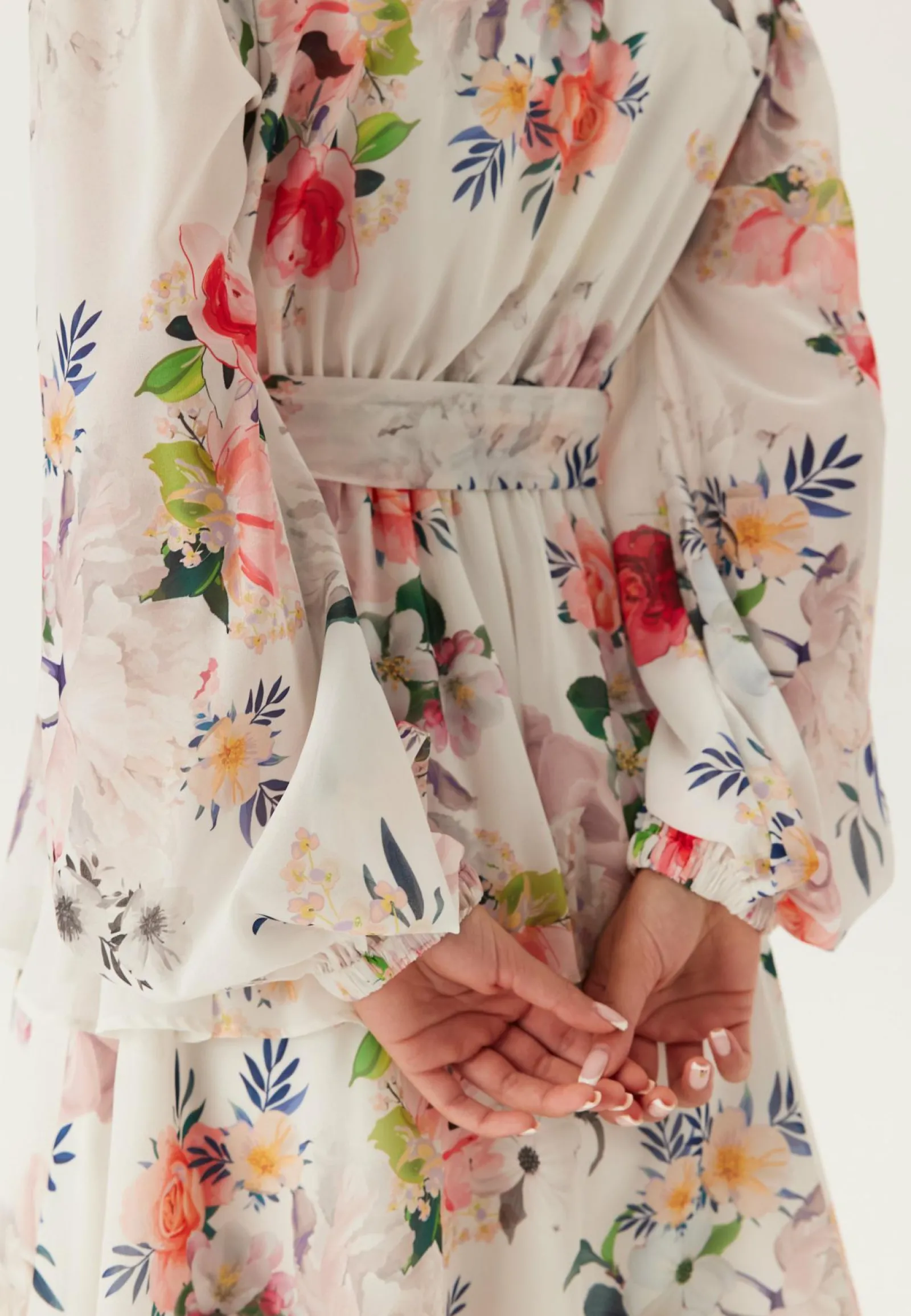 Goddiva Röyhelömekot|Kukkakuosiset Ja Kuviolliset Mekot*Floral Long Sleeve Tiered Skater Dress