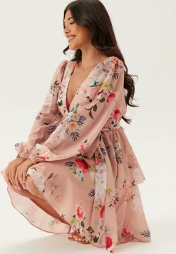 Goddiva Röyhelömekot|Kukkakuosiset Ja Kuviolliset Mekot*Floral Long Sleeve Tiered Skater Dress