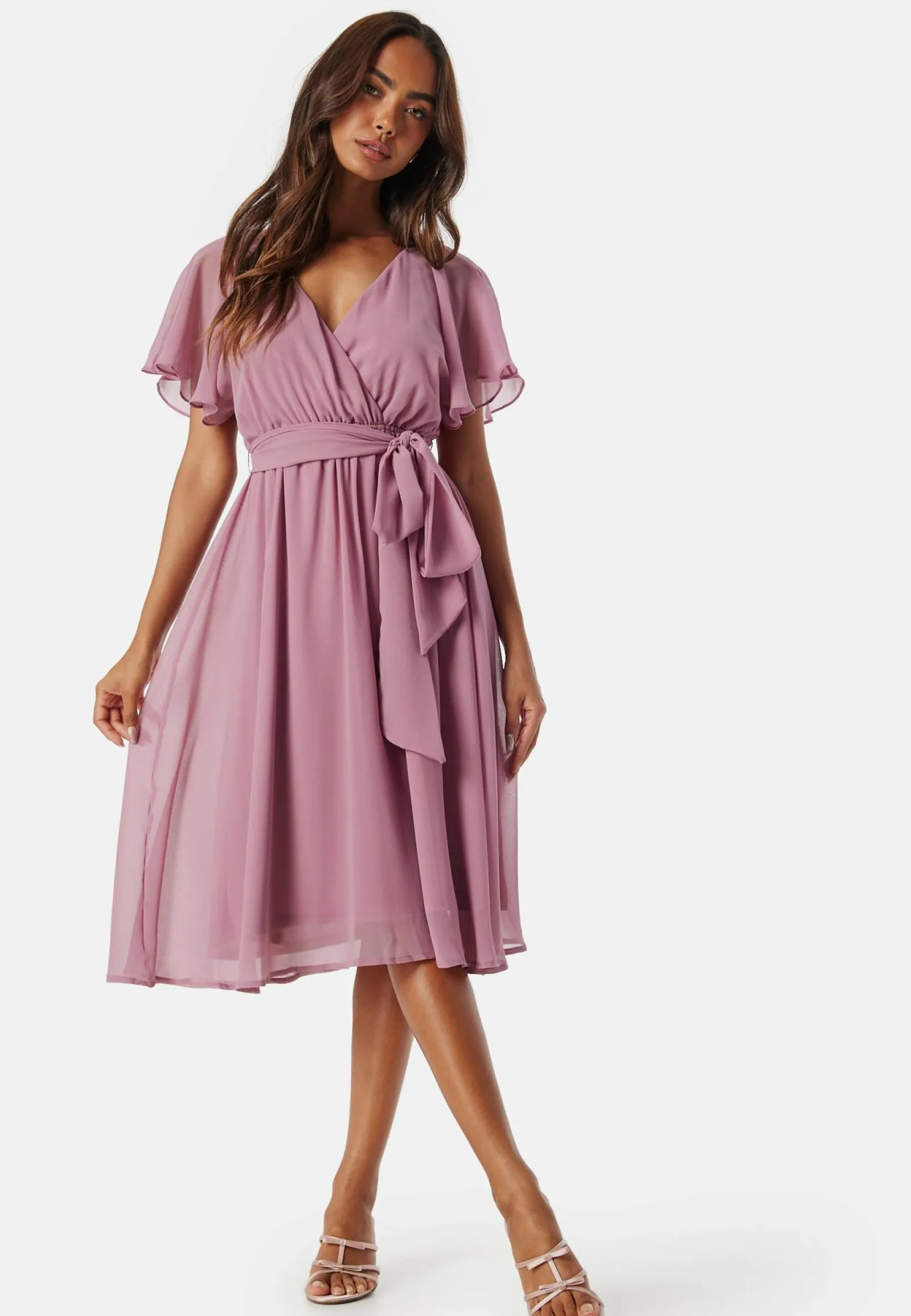 Goddiva Morsiusneitomekot|Juhlamekot*Flutter Chiffon Midi Dress