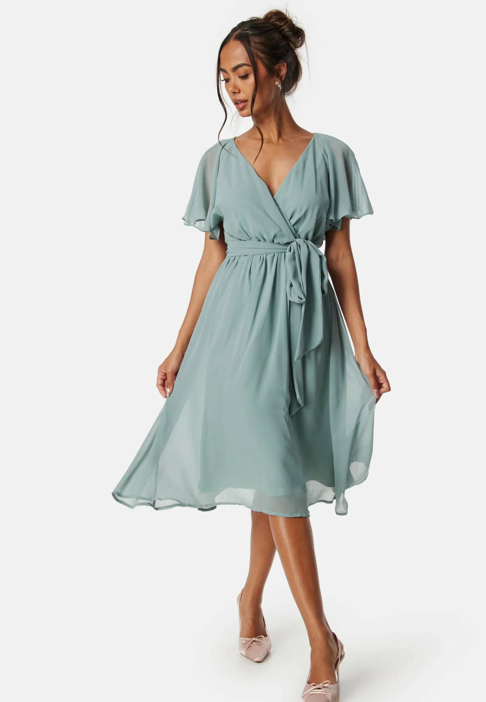 Goddiva Morsiusneitomekot|Juhlamekot*Flutter Chiffon Midi Dress
