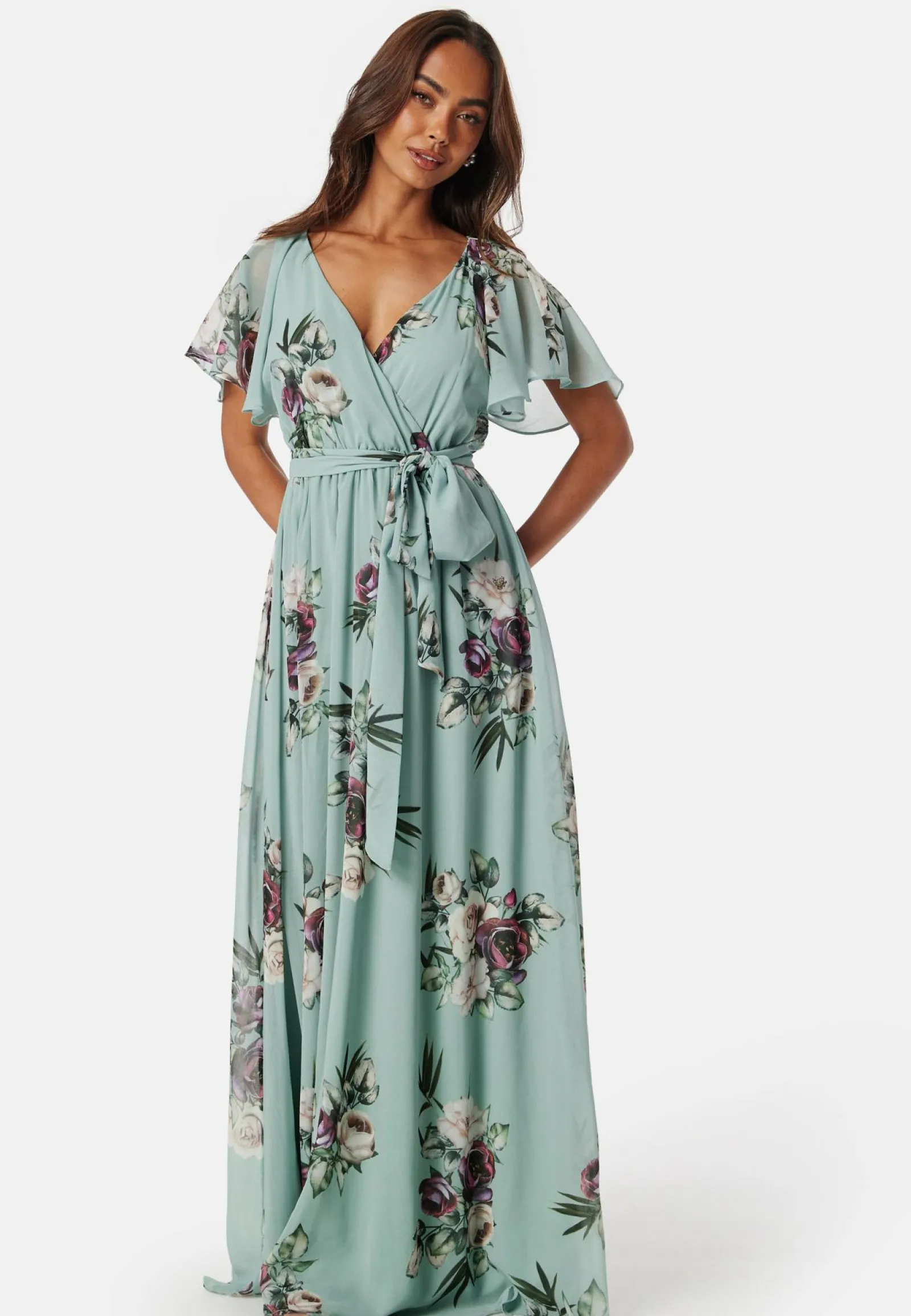 Goddiva Morsiusneitomekot|Kukkakuosiset Ja Kuviolliset Mekot*Flutter Floral Maxi Dress