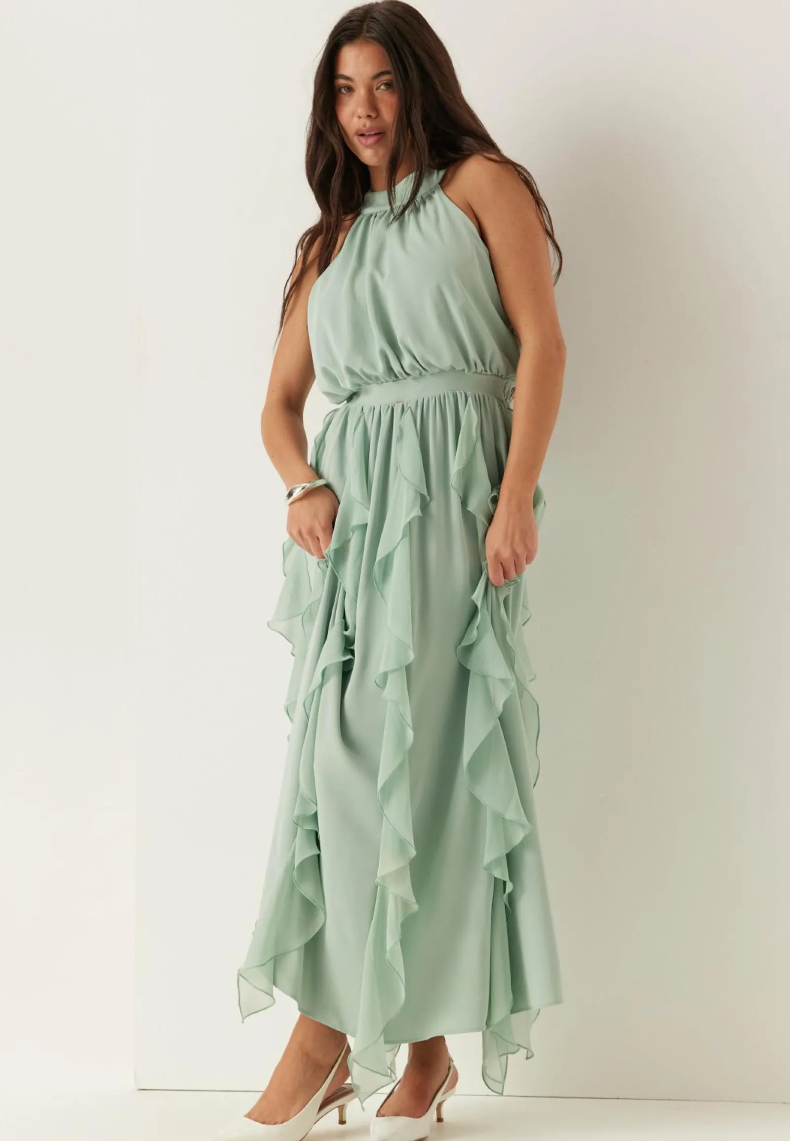Bubbleroom Occasion Morsiusneitomekot|Juhlamekot*Frill Halterneck Ankle Dress