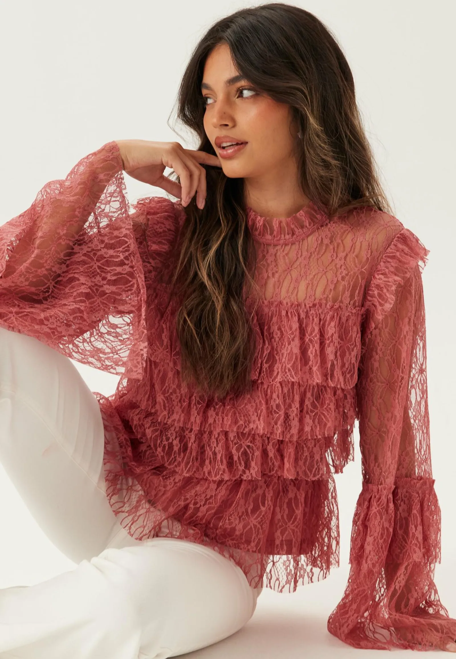 BUBBLEROOM Yksiväriset Puserot Ja Paidat|Röyhelöpuserot*Frill Lace Blouse