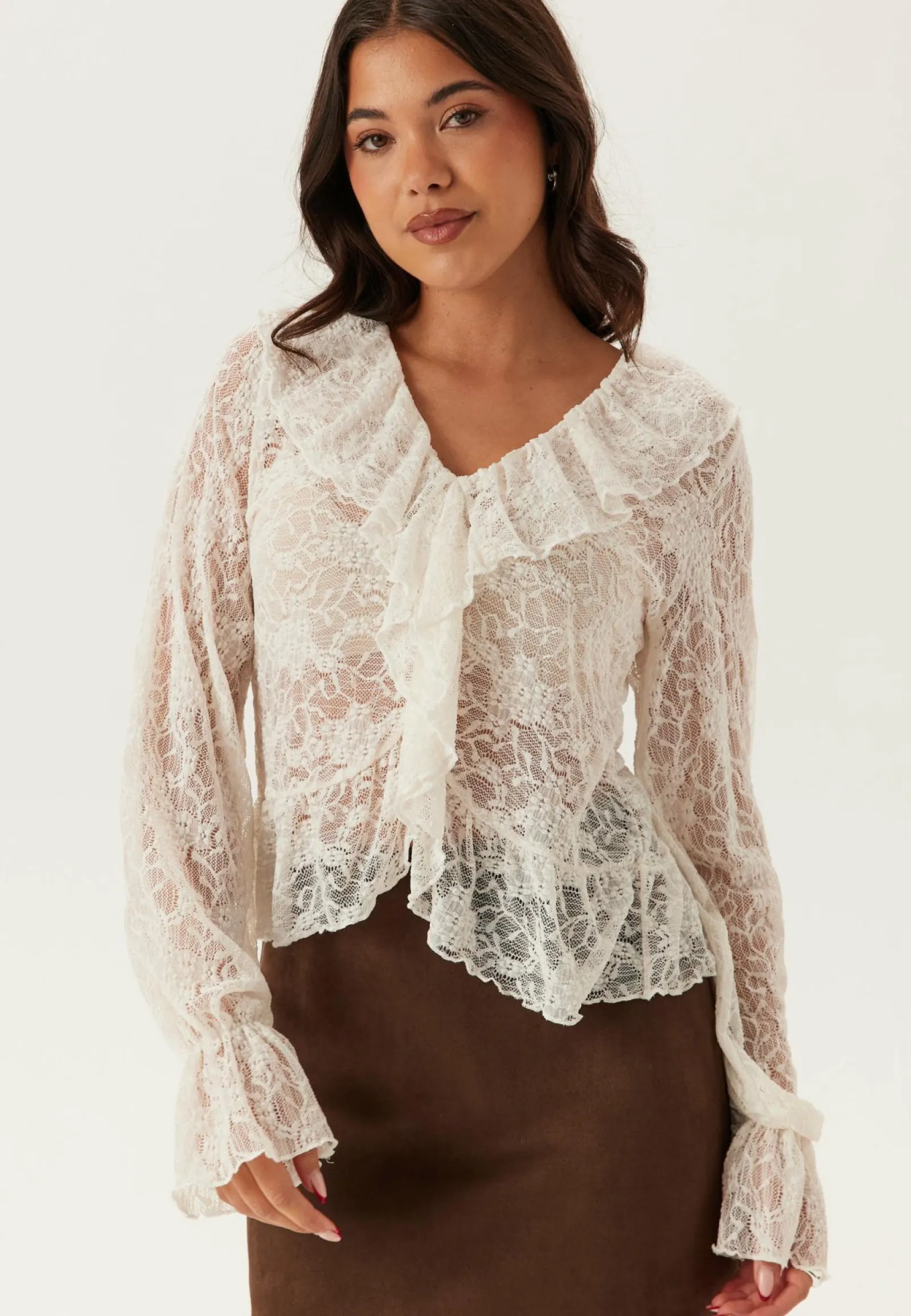 BUBBLEROOM Yksiväriset Puserot Ja Paidat|Röyhelöpuserot*Frill Lace Blouse