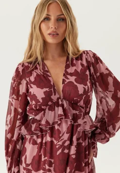 Bubbleroom Occasion Röyhelömekot|Juhlamekot*Frill L/S Chiffon Midi Dress