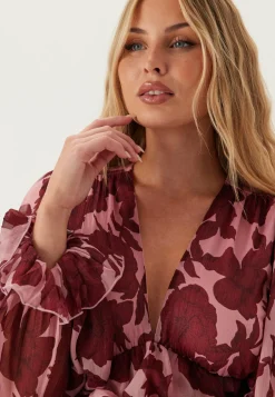 Bubbleroom Occasion Röyhelömekot|Juhlamekot*Frill L/S Chiffon Midi Dress