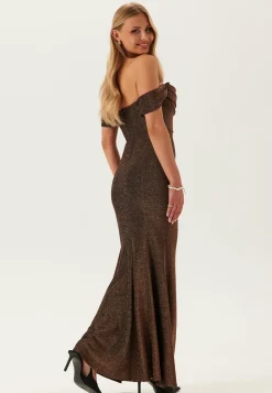 Goddiva Morsiusneitomekot|Glittermekot*Glitter Off Shoulder Maxi Dress