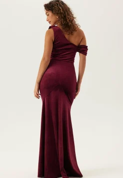 Goddiva Morsiusneitomekot|Joulumekot*Glitter Velvet One Shoulder Maxi Dress