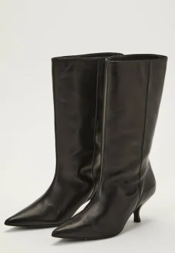 MAKE WAY Aidon Nahan Kengät|Korkokengät*Heeled Mid Knee Leather Boot