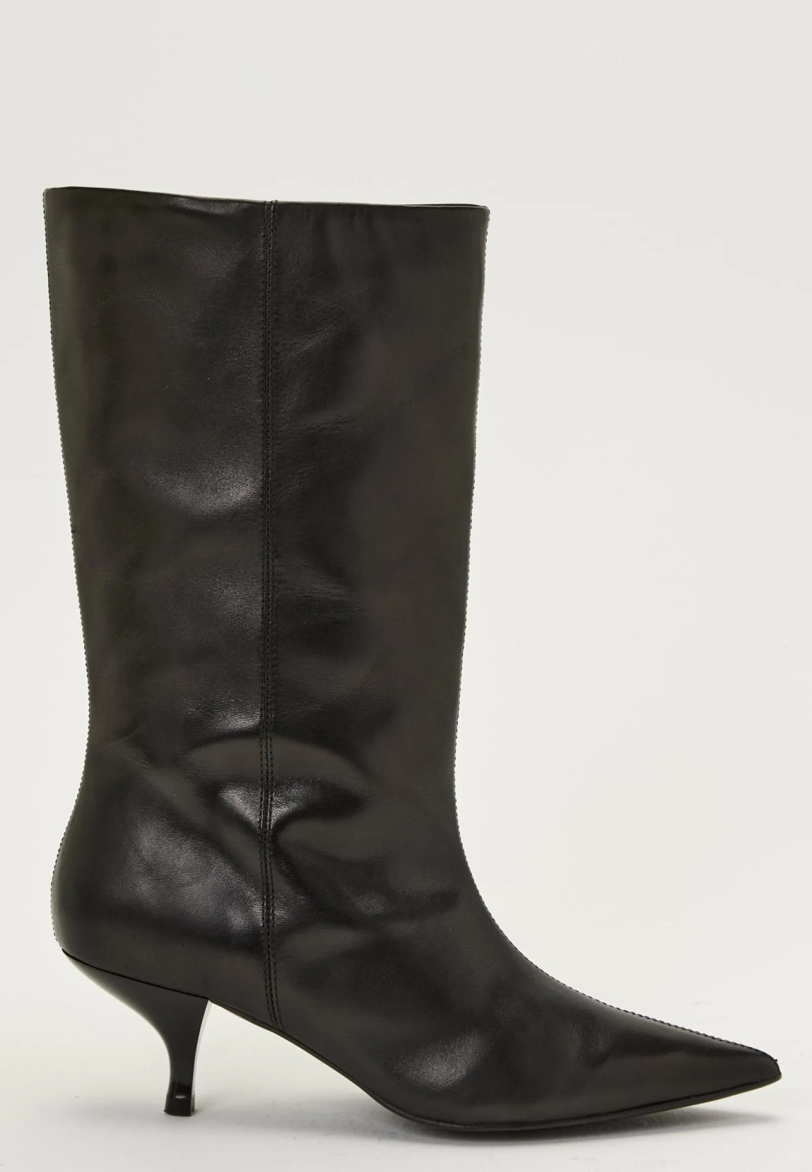 MAKE WAY Aidon Nahan Kengät|Korkokengät*Heeled Mid Knee Leather Boot