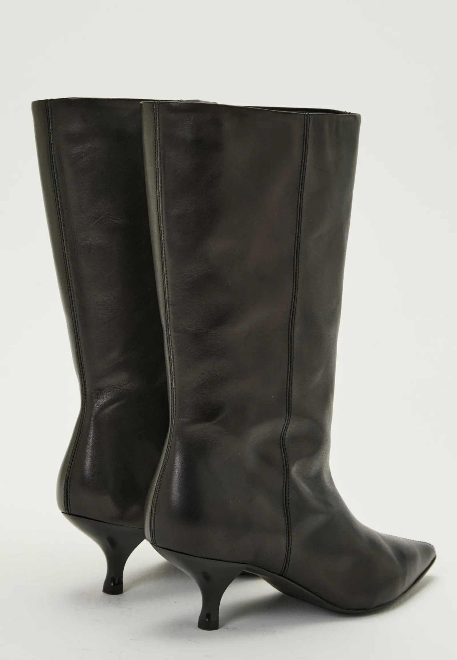 MAKE WAY Aidon Nahan Kengät|Korkokengät*Heeled Mid Knee Leather Boot