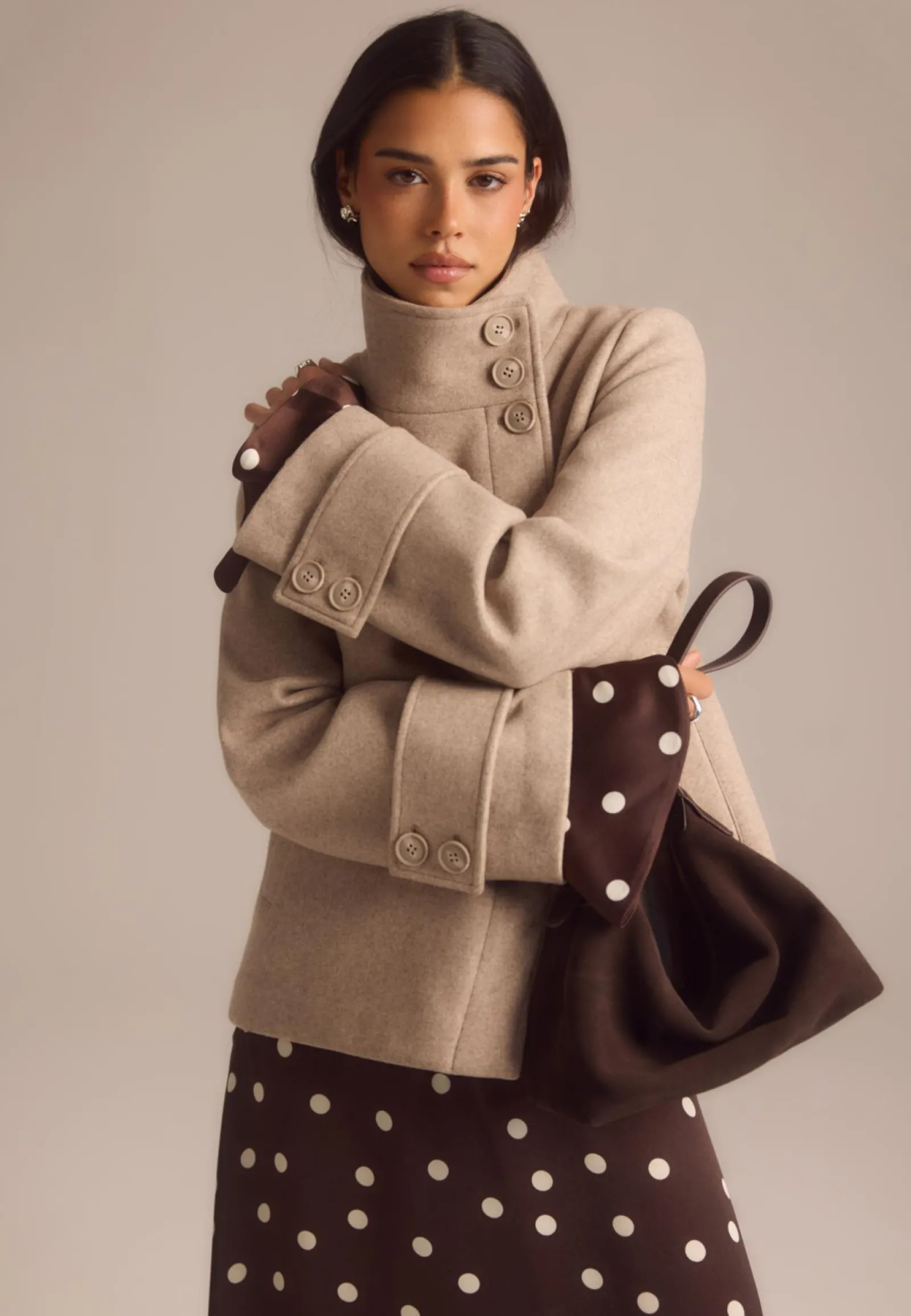 BUBBLEROOM Syystakit|Takit*High Neck Short Coat