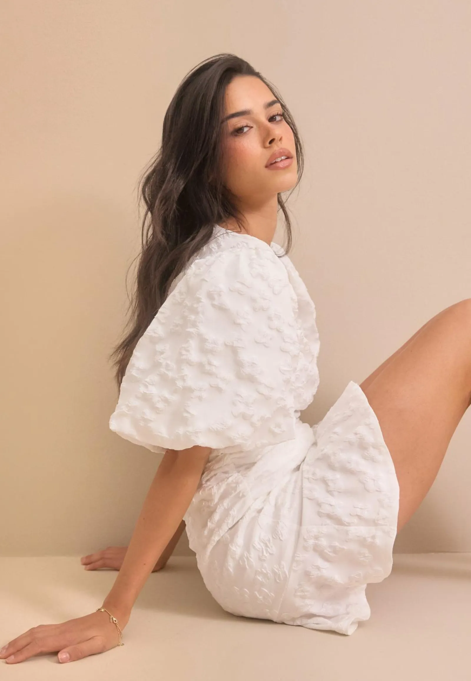 Bubbleroom Occasion Puhvihihalliset Mekot|Kesämekot*Jacquard Flounce Short Dress