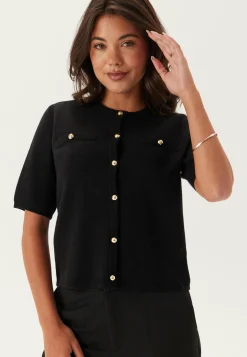 BUBBLEROOM Jerseypaidat|Neuletakit Ja Neuleet*Knitted Gold Button Cardigan