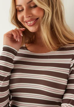 BUBBLEROOM Raidalliset Mekot|Pitkähihaiset Mekot*Long Sleeve Midi Dress