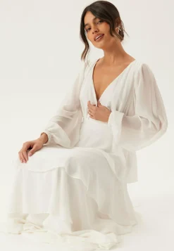 Goddiva Pitkähihaiset Mekot|Vanhojentanssimekot*Long Sleeve Tiered Maxi Dress