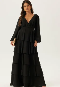 Goddiva Morsiusneitomekot|Juhlamekot*Long Sleeve Tiered Maxi Dress