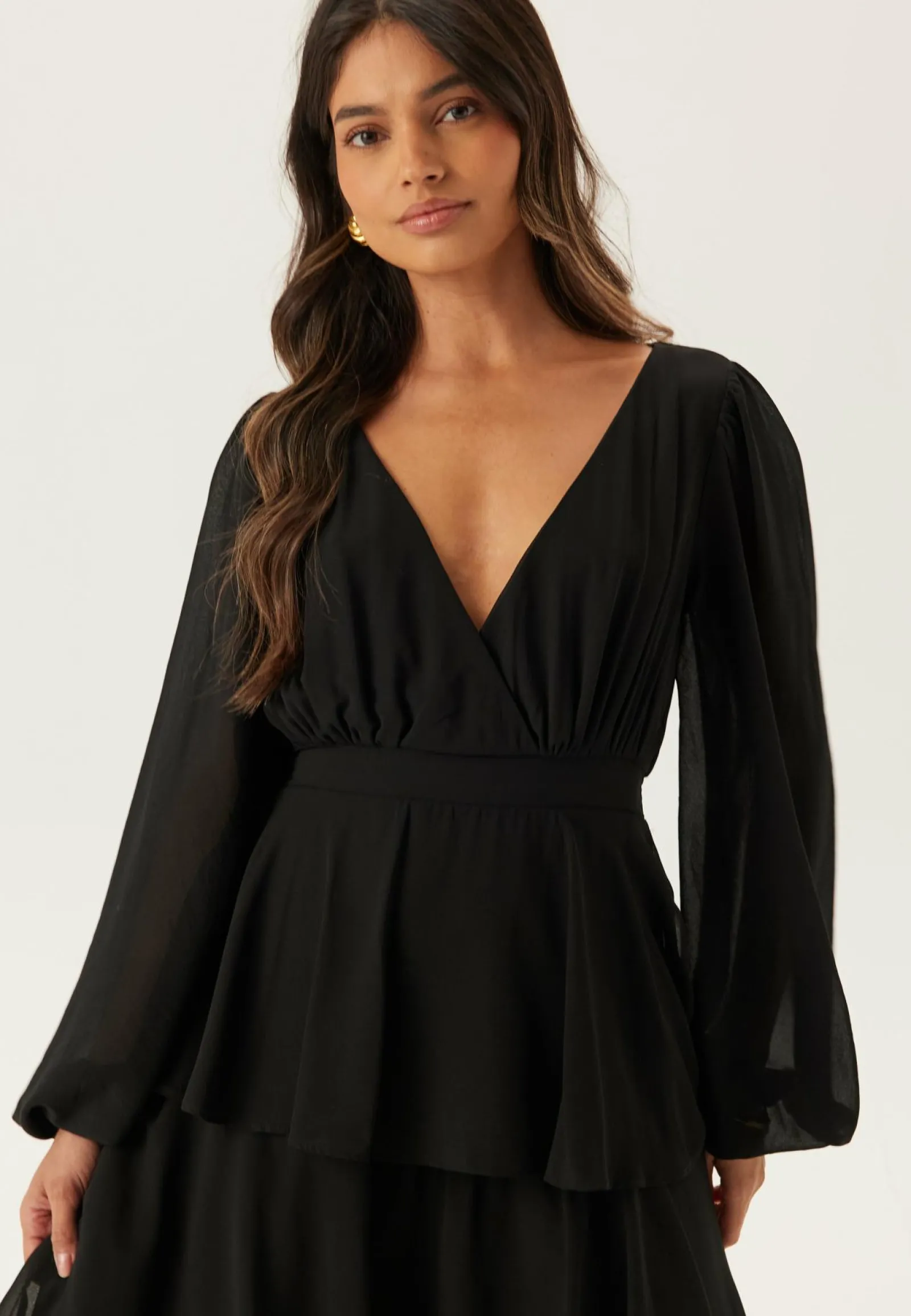 Goddiva Morsiusneitomekot|Juhlamekot*Long Sleeve Tiered Maxi Dress