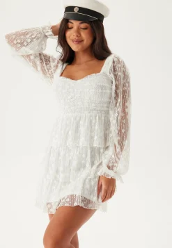 Bubbleroom Occasion Röyhelömekot|Juhlamekot*L/S Lace Frill Mini Dress
