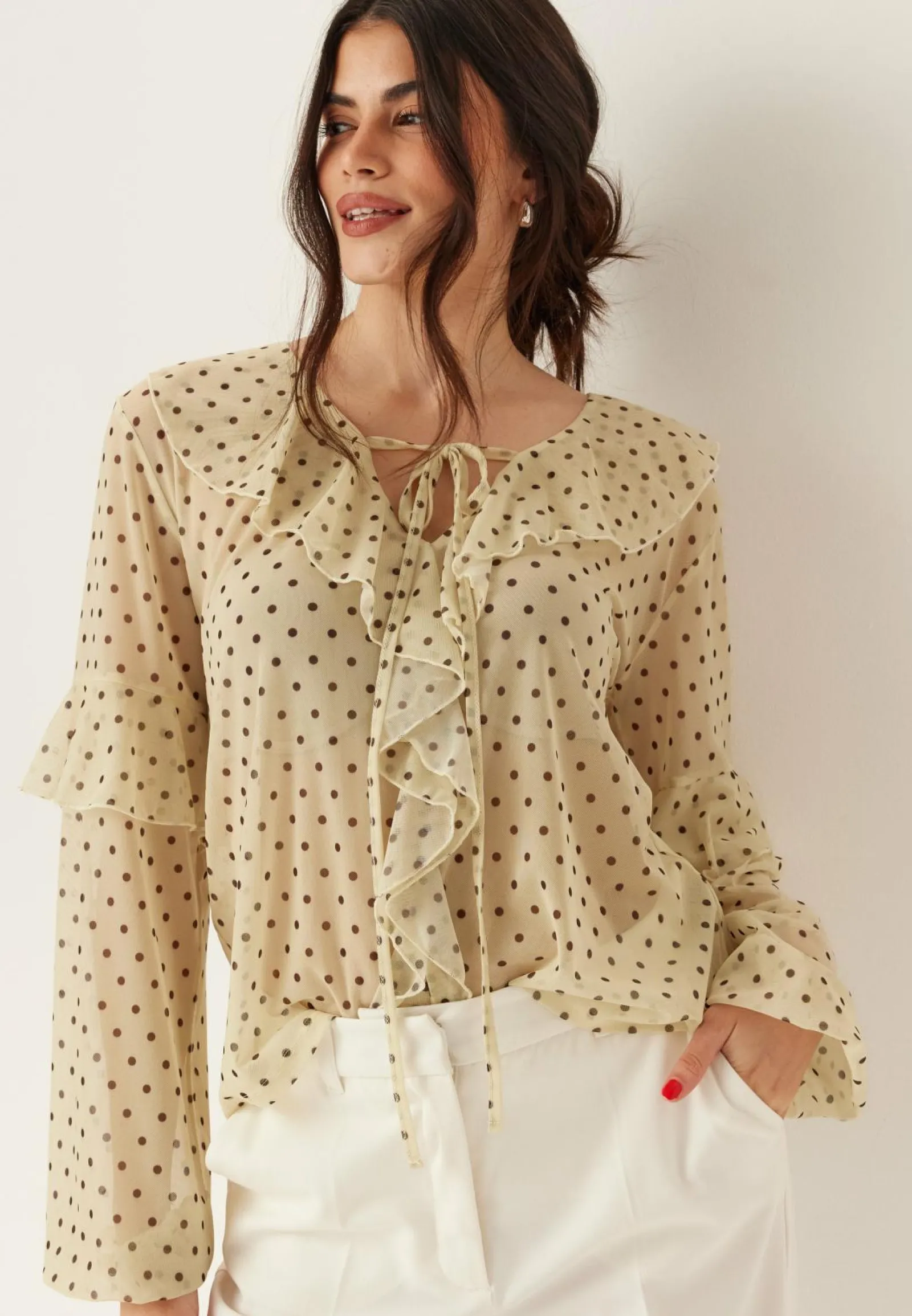 BUBBLEROOM Tunikat Ja Puserot|Rennot Puserot Ja Paidat*Mesh Frill Top