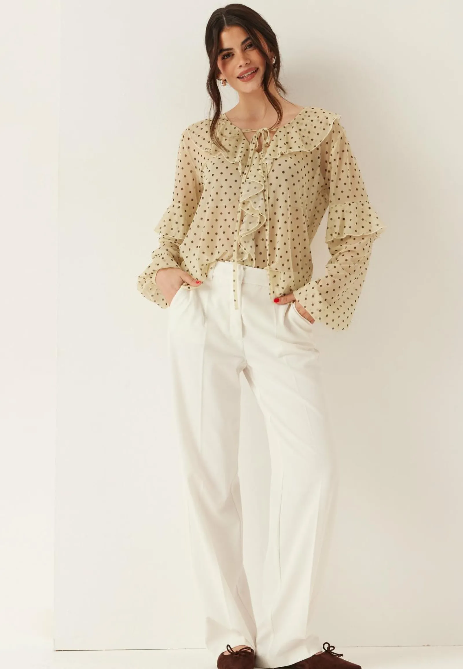 BUBBLEROOM Tunikat Ja Puserot|Rennot Puserot Ja Paidat*Mesh Frill Top