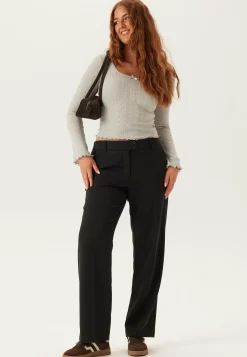 BUBBLEROOM Suorat Housut|Keskivyötäröiset Housut*Mid Waist Straight Back Pocket Trousers